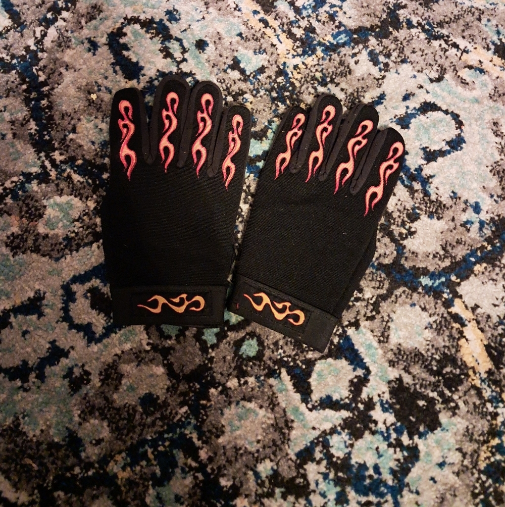 Men's Black Fabric Biker Gloved